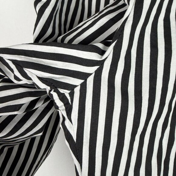 Zara Collection Striped Pull On Cropped Tie Waist Poplin Pants Size XS EUC - Picture 4 of 11